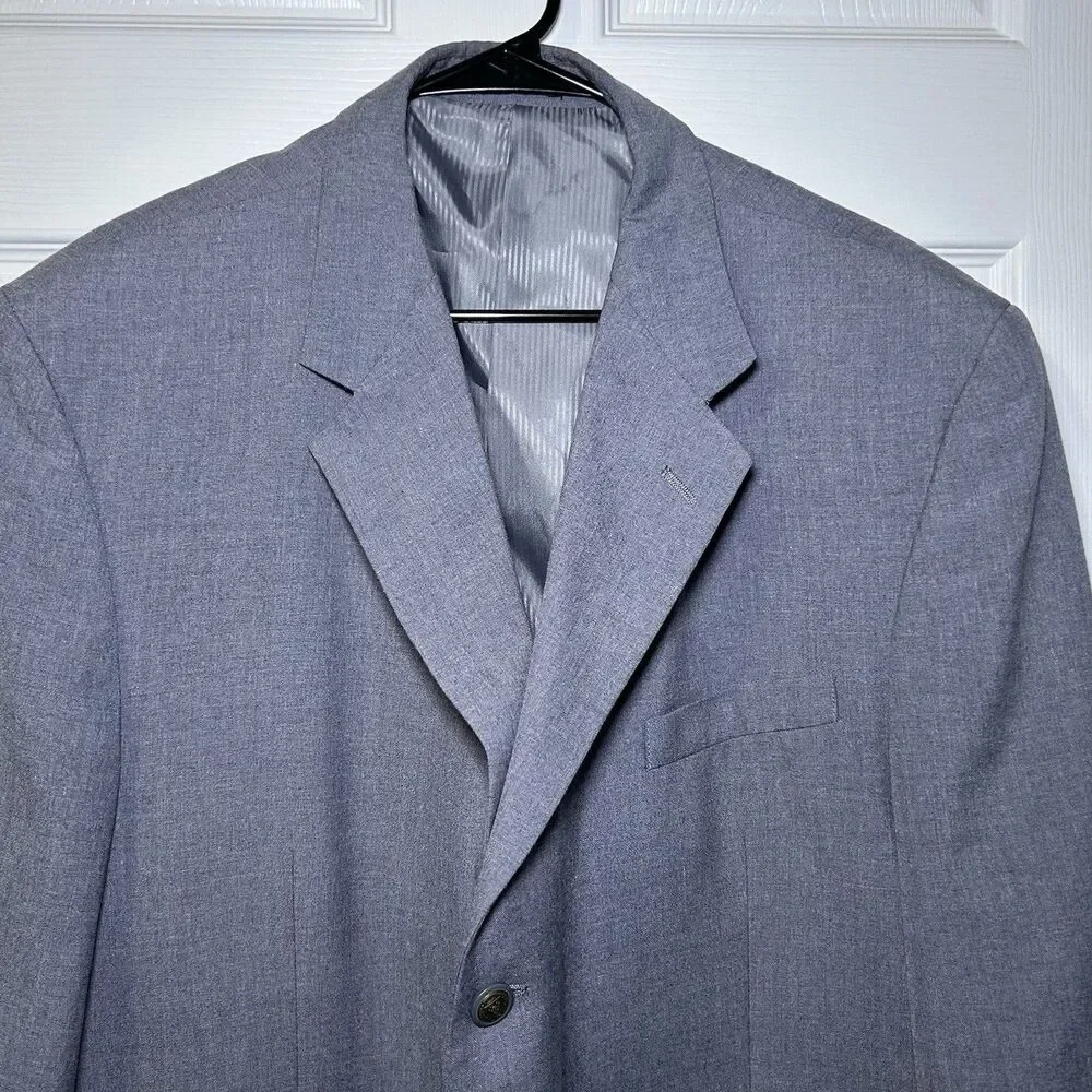 John Blair Men’s 3 Button Long Sleeve Blazer Sportscoat Grey Size 46